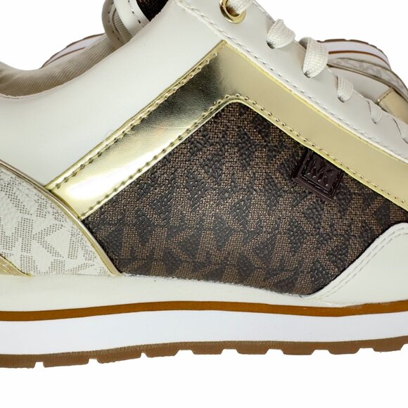 ✨Michael Kors Maddy Trainer Sneaker Brown Gold Women's Sz 5.5 Casual Luxury New - Picture 9 of 10